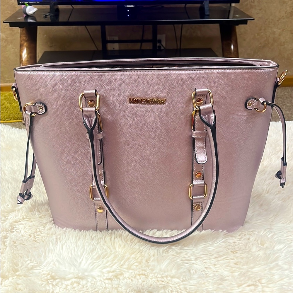MontanaWest Pinkish/Purple  Structured Tote with Gold Hardware